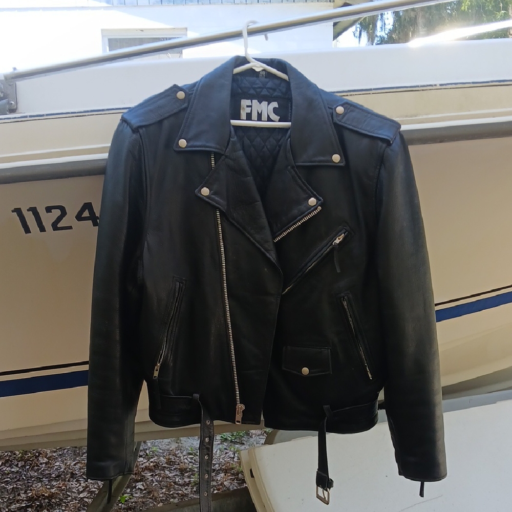 Black Leather Biker Jacket for Men